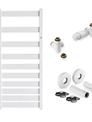Poslední Šance Belti koupelnový radiátorový set 500×1573 mm bílá | připojovací sada a krycí rozety
