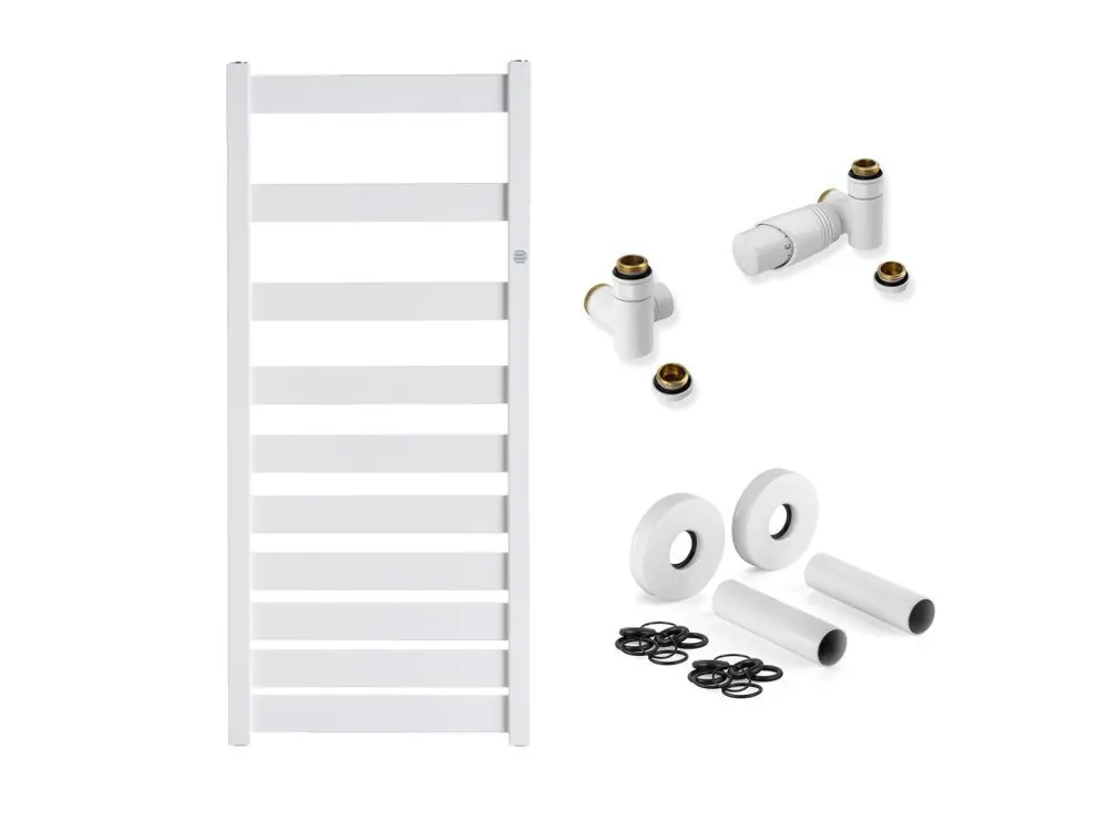 Poslední Šance Belti koupelnový radiátorový set 500×1573 mm bílá | připojovací sada a krycí rozety