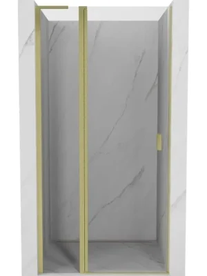 Akce MEXEN/S - Mist L sprchové dveře křídlové 115, transparent, zlatá kartáčovaná 8A4L-115-000-55-00