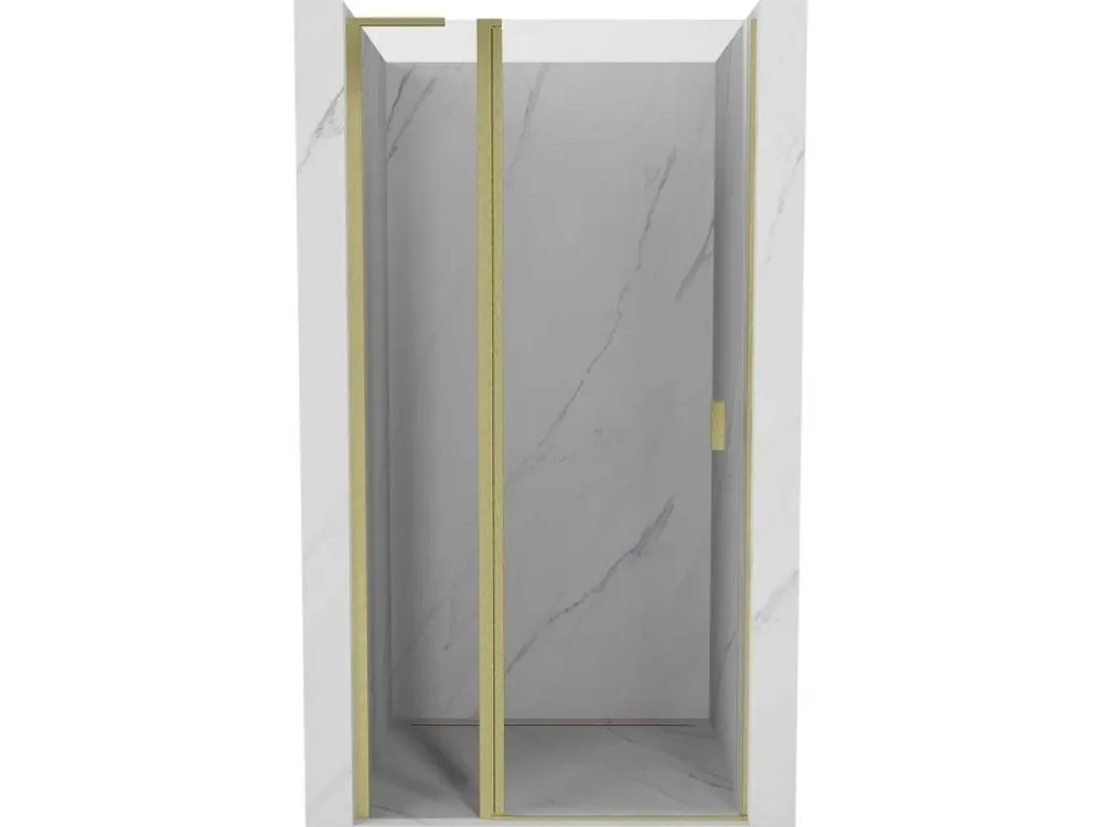 Akce MEXEN/S - Mist L sprchové dveře křídlové 115, transparent, zlatá kartáčovaná 8A4L-115-000-55-00
