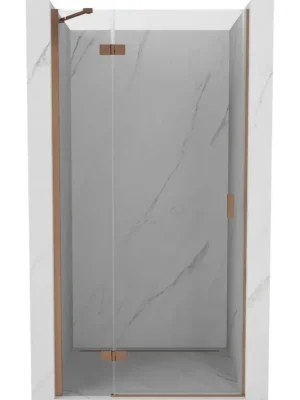 Značkový MEXEN/S - Mist-H sprchové dveře křídlové levé 80, transparent, měď kartáčovaná 8A5-080-000-65-00-L
