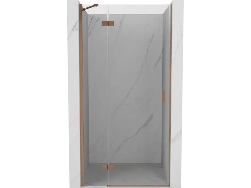 Značkový MEXEN/S - Mist-H sprchové dveře křídlové levé 80, transparent, měď kartáčovaná 8A5-080-000-65-00-L