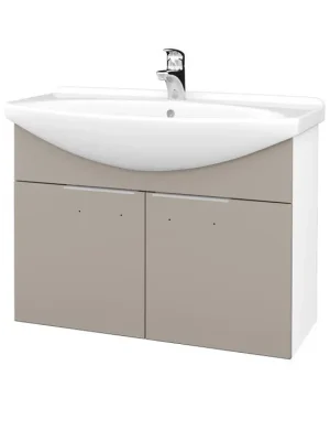 Značkový Koupelnová skříňka TAKE IT SZD2 85 - N01 Bílá lesk / Úchytka T05 / N07 Stone