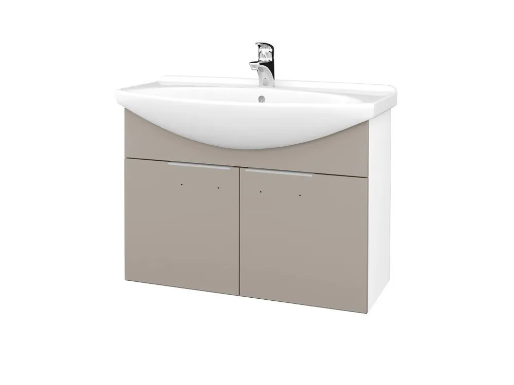 Značkový Koupelnová skříňka TAKE IT SZD2 85 - N01 Bílá lesk / Úchytka T05 / N07 Stone