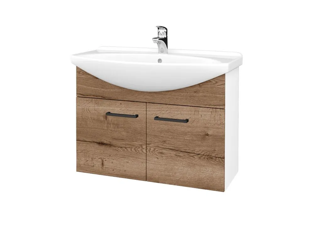 Akční Cena Koupelnová skříňka TAKE IT SZD2 85 - N01 Bílá lesk / Úchytka T06 / D21 Tobacco