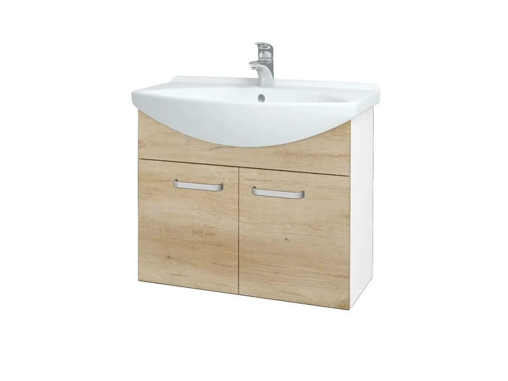 Akce Koupelnová skříňka TAKE IT SZD2 75 - N01 Bílá lesk / Úchytka T01 / D15 Nebraska