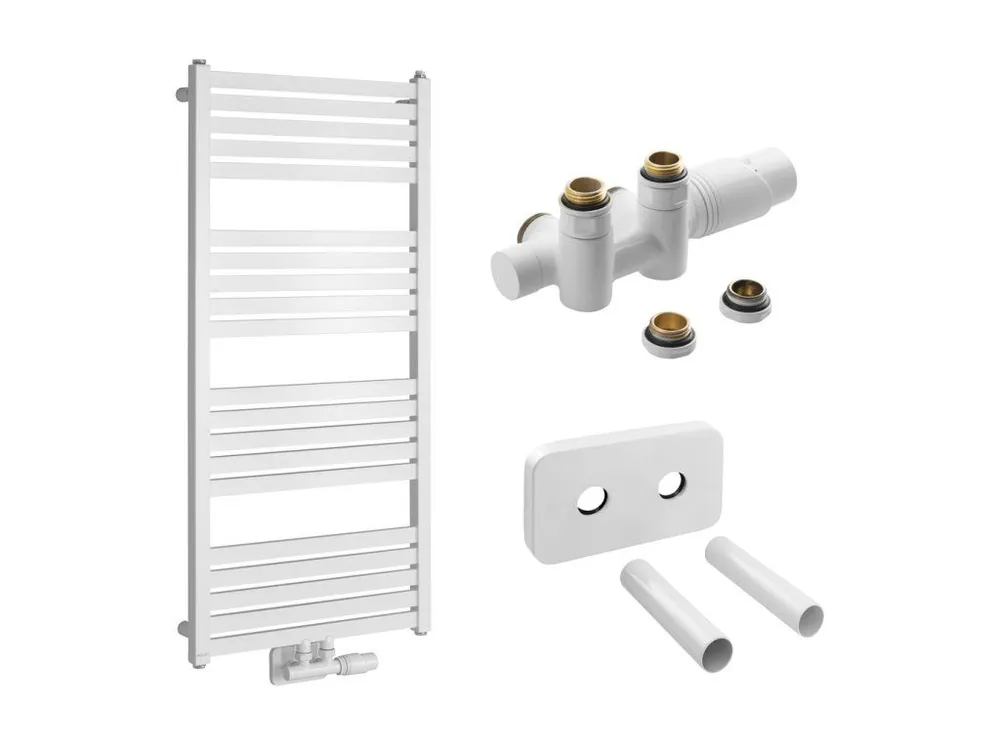 Grunt koupelnový radiátorový set 500×1050 mm bílá | středové připojení 50 mm Jen Po Omezenou Doba