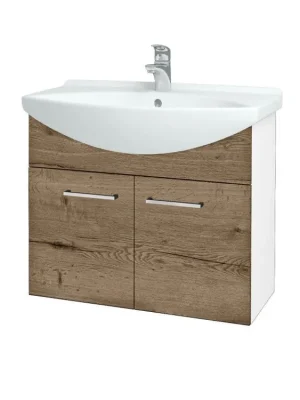 Akce Koupelnová skříňka TAKE IT SZD2 75 - N01 Bílá lesk / Úchytka T04 / D21 Tobacco