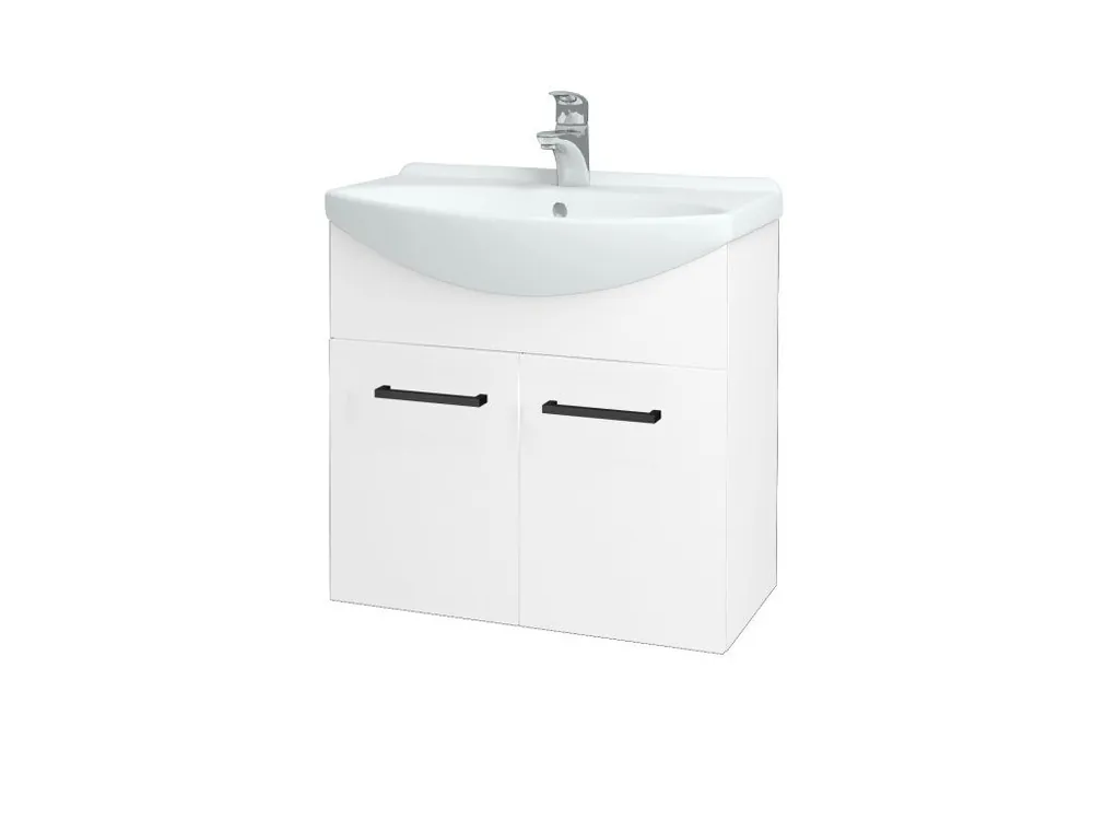 Akce Koupelnová skříňka TAKE IT SZD2 65 - N01 Bílá lesk / Úchytka T06 / N01 Bílá lesk