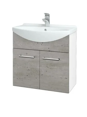 Značkový Koupelnová skříňka TAKE IT SZD2 65 - N01 Bílá lesk / Úchytka T03 / D01 Beton