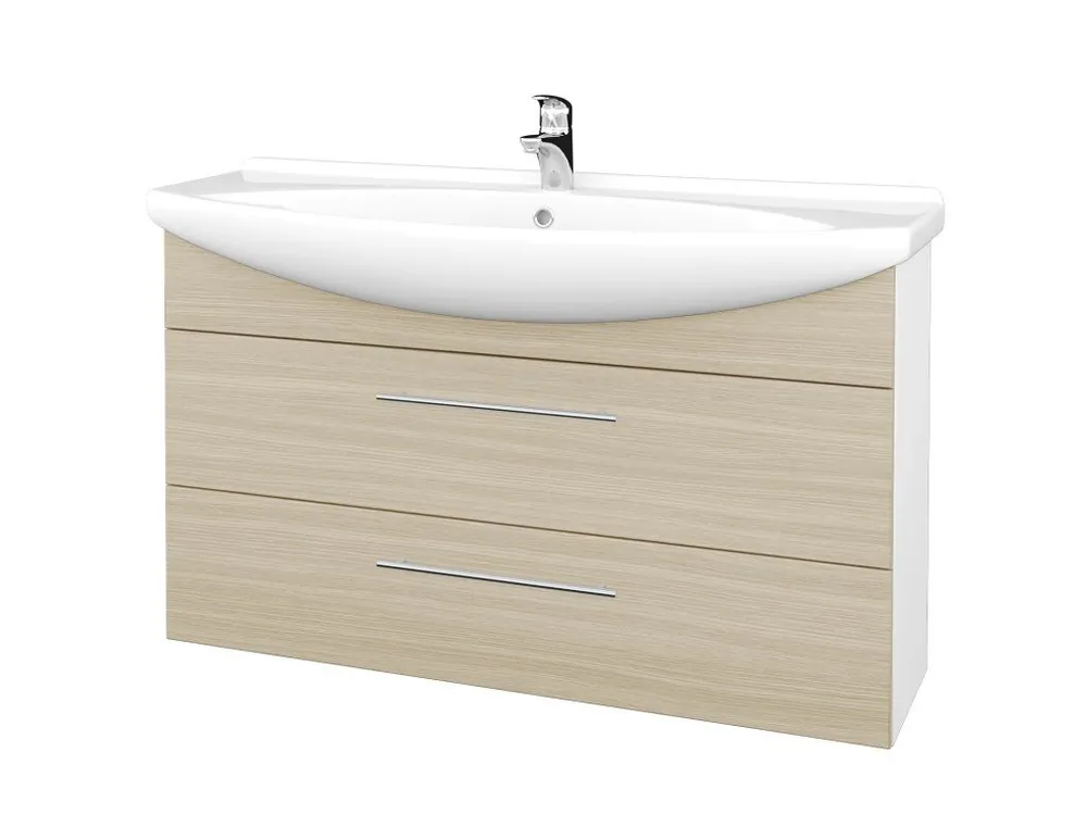 Značkový Koupelnová skříňka TAKE IT SZZ2 120 - N01 Bílá lesk / Úchytka T02 / D04 Dub