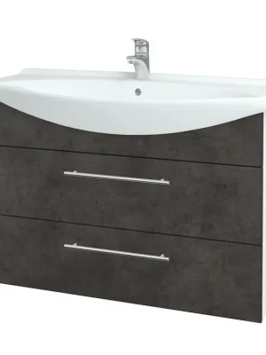 Zlevněný Koupelnová skříňka TAKE IT SZZ2 105 - N01 Bílá lesk / Úchytka T02 / D16 Beton tmavý