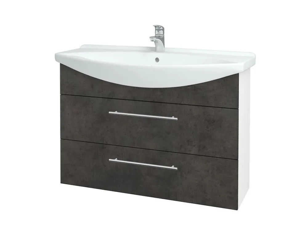 Zlevněný Koupelnová skříňka TAKE IT SZZ2 105 - N01 Bílá lesk / Úchytka T02 / D16 Beton tmavý