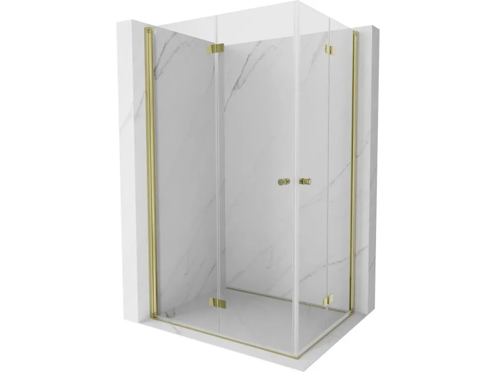 Značkový MEXEN/S - Mist-F Duo sprchový kout skládací dveře levá 85 x 80, transparent, zlato 8A6-085L-080P-50-00