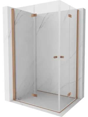 Značkový MEXEN/S - Mist-F Duo sprchový kout skládací dveře levá 85 x 80, transparent, měď kartáčovaná 8A6-085L-080P-65-00