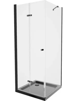 Zlevněný MEXEN/S - Lima sprchový kout zalamovací dveře 80 x 80, transparent, černý + Flat černá vanička se sifonem 856-080-080-70-00-4070B