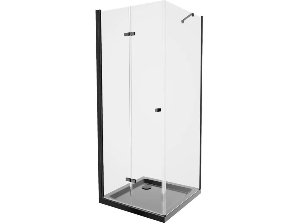 Zlevněný MEXEN/S - Lima sprchový kout zalamovací dveře 80 x 80, transparent, černý + Flat černá vanička se sifonem 856-080-080-70-00-4070B