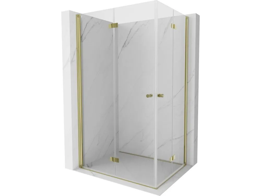 Značkový MEXEN/S - Mist-F Duo sprchový kout skládací dveře levá 120 x 75, transparent, zlato 8A6-120L-075P-50-00