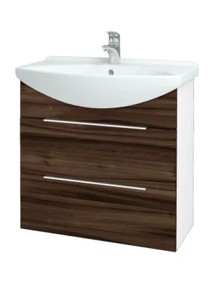 Zlevněný Koupelnová skříňka TAKE IT SZZ2 75 - N01 Bílá lesk / Úchytka T05 / D06 Ořech