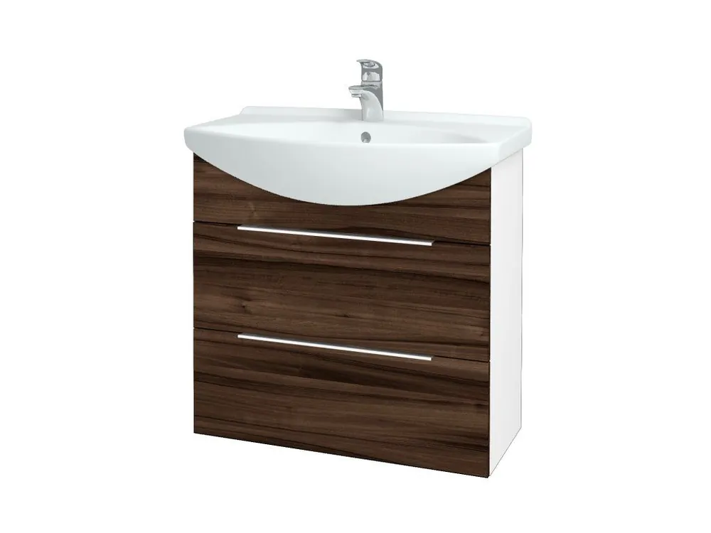 Zlevněný Koupelnová skříňka TAKE IT SZZ2 75 - N01 Bílá lesk / Úchytka T05 / D06 Ořech