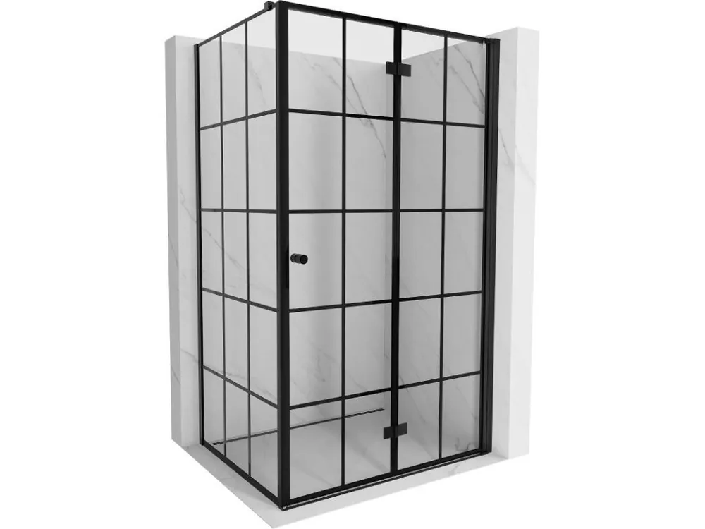 Značkový MEXEN/S - Mist-F sprchový kout skládací dveře pravá 75 x 70, černá kratka, černá 8A6T-075-070-70-77-P
