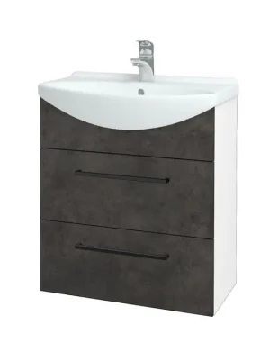 Akce Koupelnová skříňka TAKE IT SZZ2 65 - N01 Bílá lesk / Úchytka T06 / D16 Beton tmavý