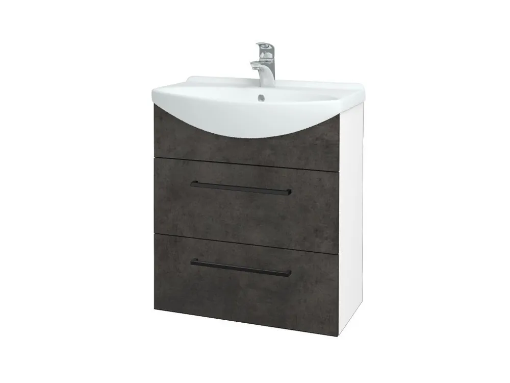 Akce Koupelnová skříňka TAKE IT SZZ2 65 - N01 Bílá lesk / Úchytka T06 / D16 Beton tmavý