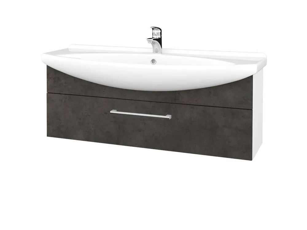 Zlevněný Koupelnová skříňka TAKE IT SZZ 120 - N01 Bílá lesk / Úchytka T03 / D16 Beton tmavý