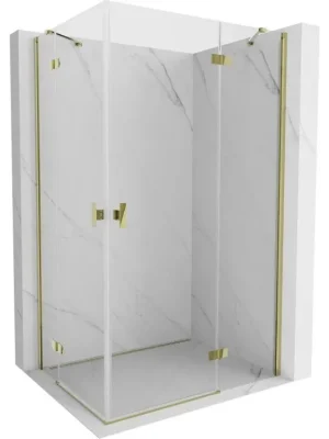 Akce MEXEN/S - Mist H Duo sprchový kout dveře křídlové 70 x 100, transparent, zlato 8A5-070L-100P-50-00