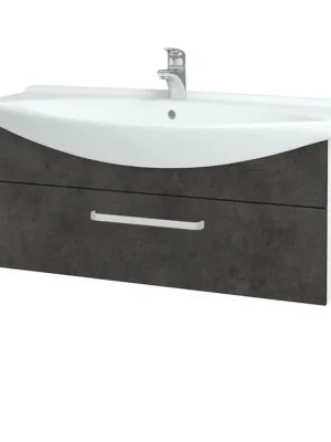 Zlevněný Koupelnová skříňka TAKE IT SZZ 105 - N01 Bílá lesk / Úchytka T01 / D16 Beton tmavý