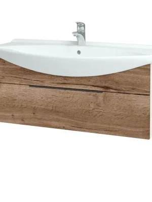 Značkový Koupelnová skříňka TAKE IT SZZ 105 - N01 Bílá lesk / Úchytka T07 / D21 Tobacco